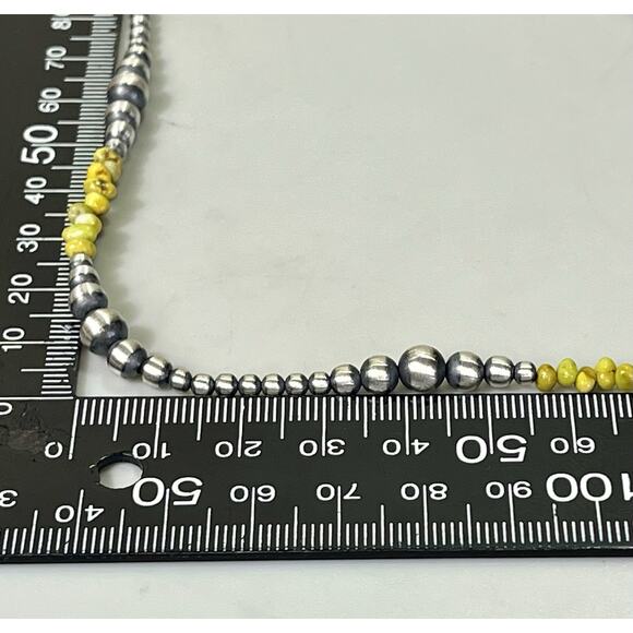 Sterling Silver NAVAJO PEARL & Palomino Turquoise Beaded 17” Necklace .925 NEW - Picture 11 of 13